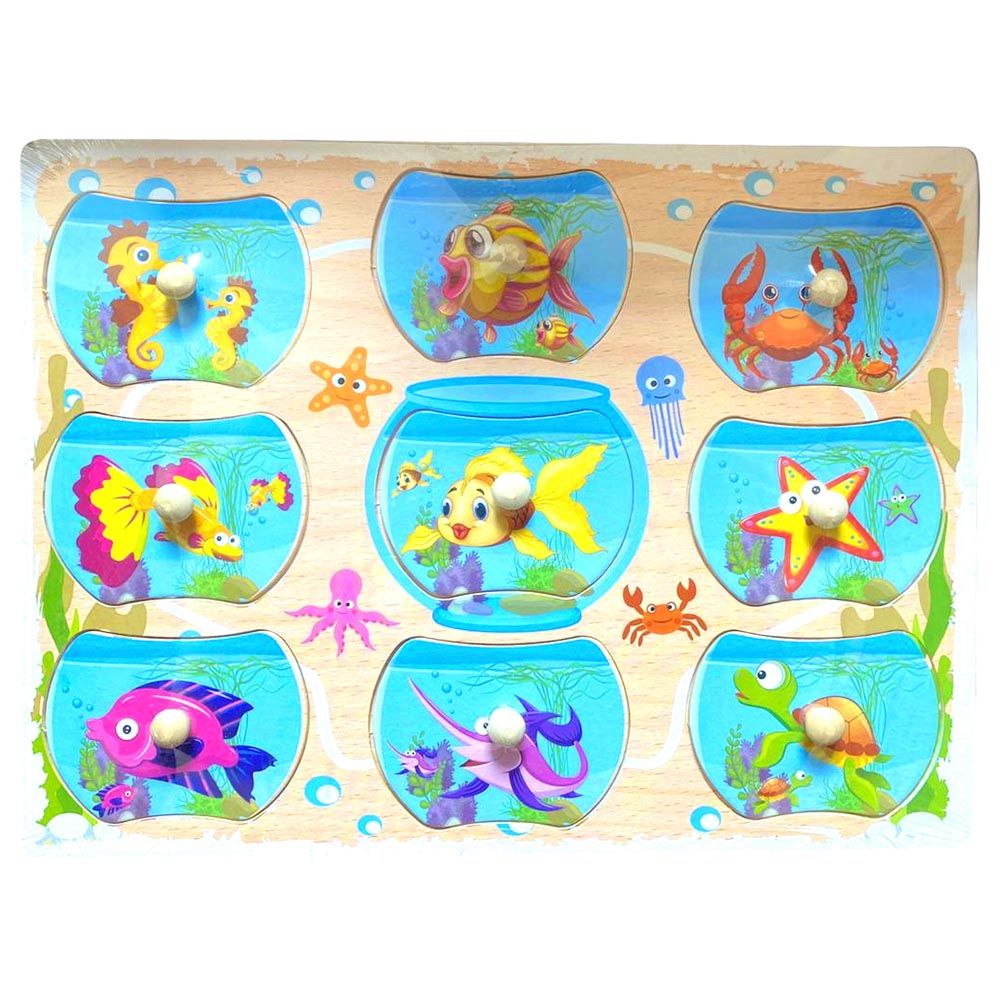 Highland - Marine Animal Peg Puzzle Early Learning Toy 