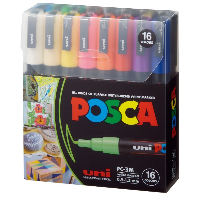 Uni-ball - 16 Posca Markers Coloring PC-3M 16 Ea