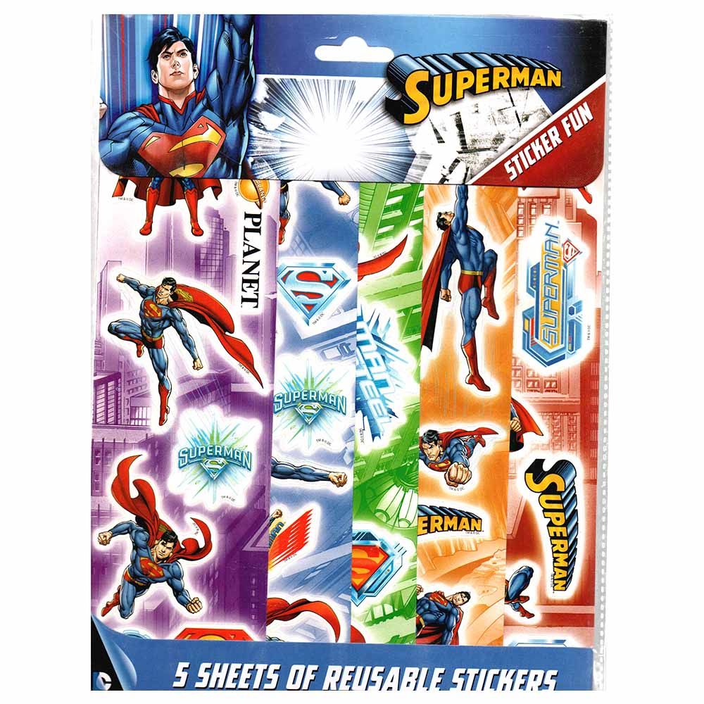 Superman Sticker Fun - 5 Sheets Of Reusable Stickers