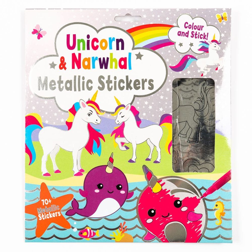 Unicorn And Narwhal Metallic Stickers Pack