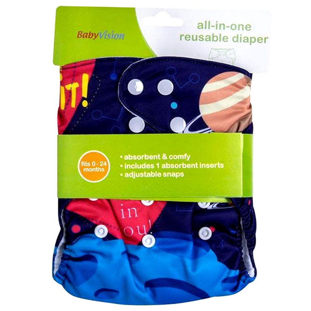 BabyVision - Reusable Diaper All-In-One - Planet Printed