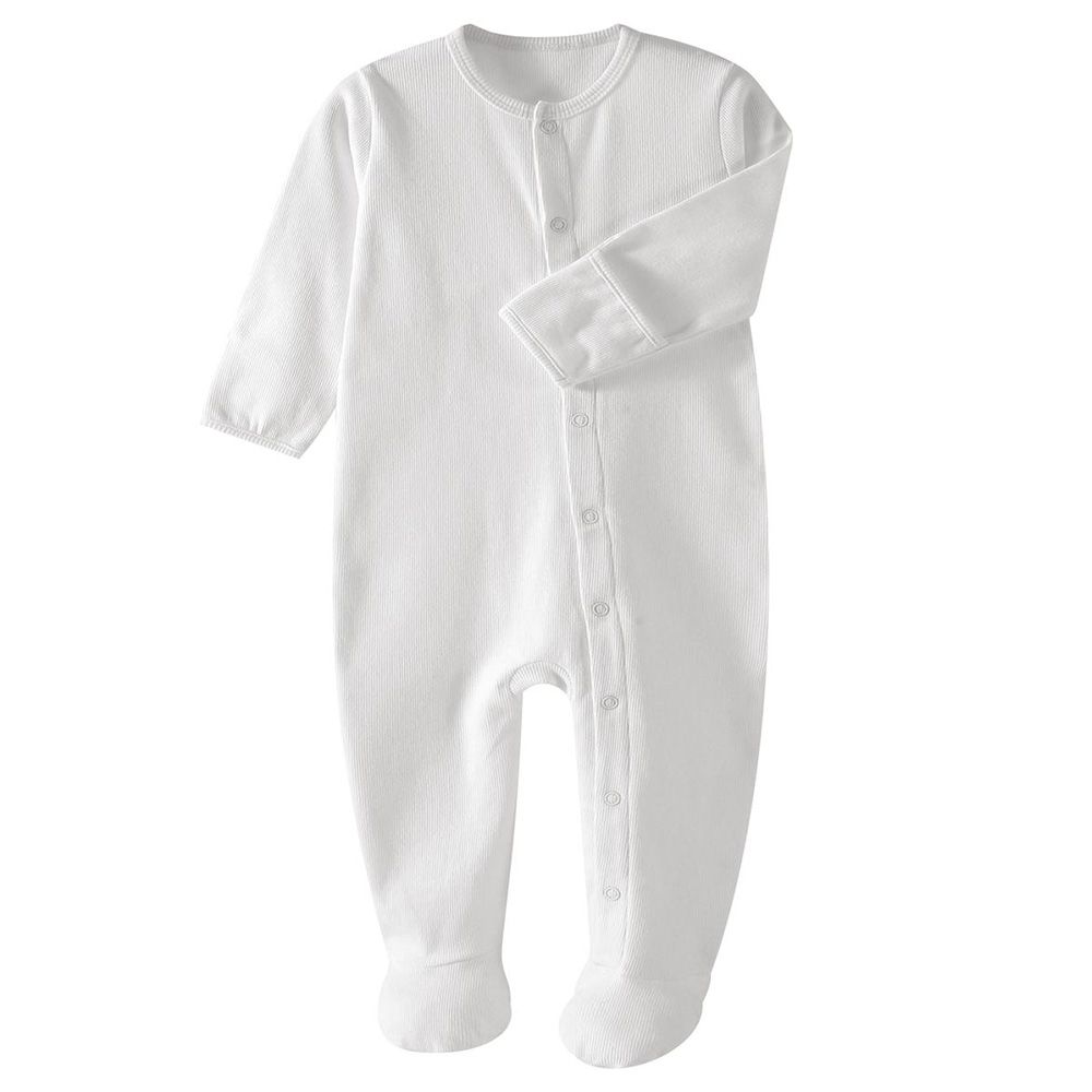 Tiny Toes - 100% Cotton Essential Baby Sleepsuit - White