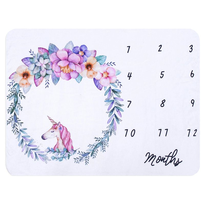 Tiny Toes - Fleece Milestone Blanket - Unicorn