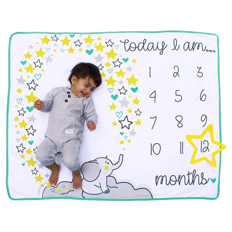 Tiny Toes - Monthly Milestone Blanket - Elephant