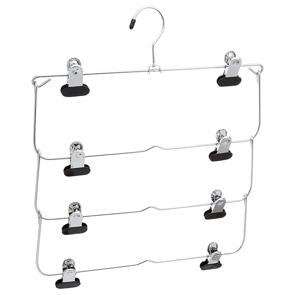 Whitmor - 4 Tier Folding Skirt Hanger - Silver