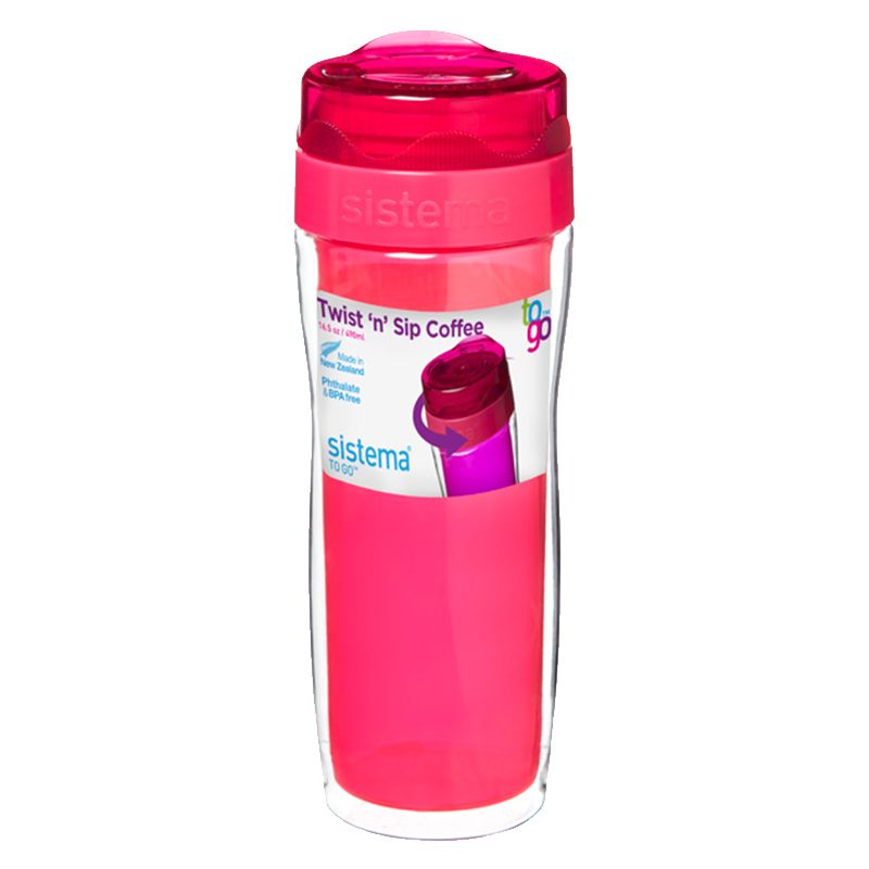 Sistema - Twist 'n' Sip Coffee Cup - Pink - 490ml