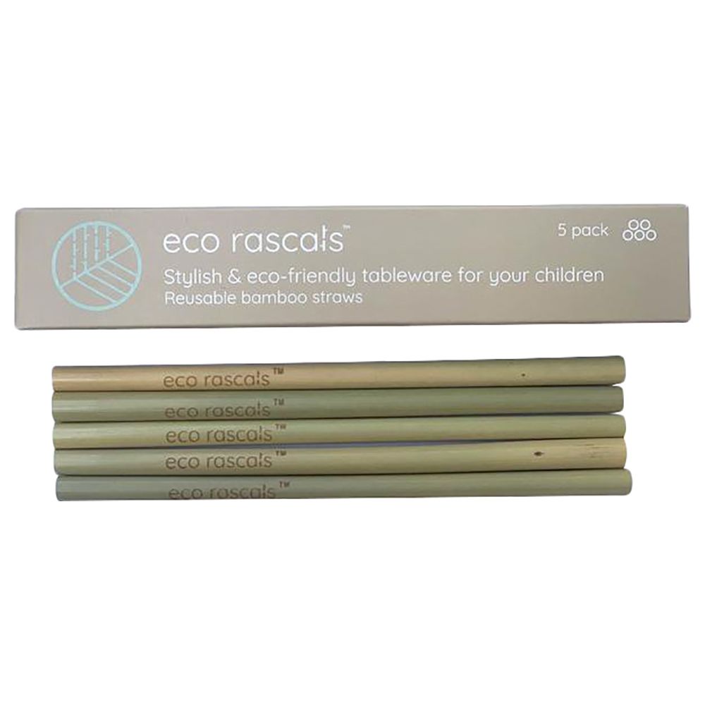 Eco Rascals Organic Reusuable Natural Bamboo Straws 5pcs