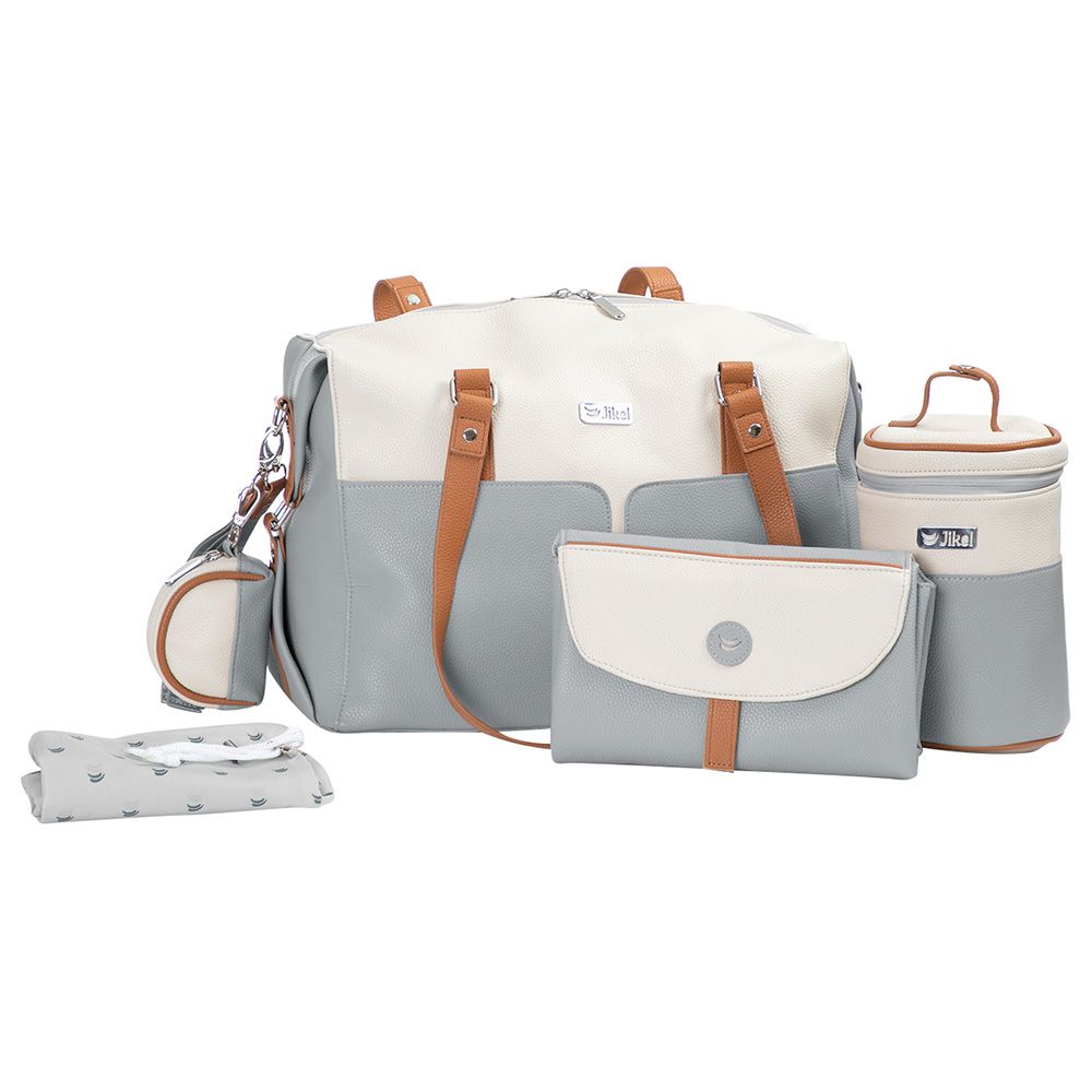 Jikel - Diaper Bag W/ Changing Mat & Bottle Storage - Grey