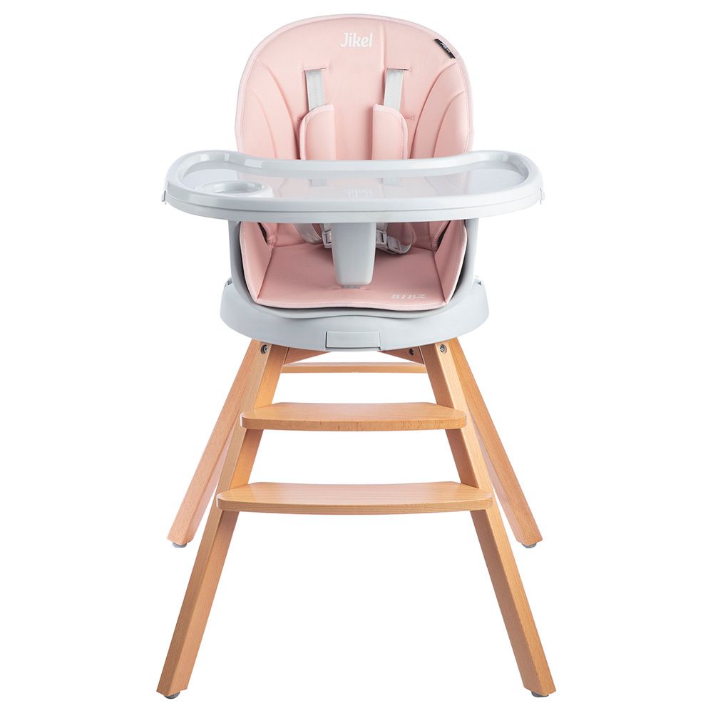 Jikel - Bibz 360 Rotating Wooden Highchair - Dark Pink