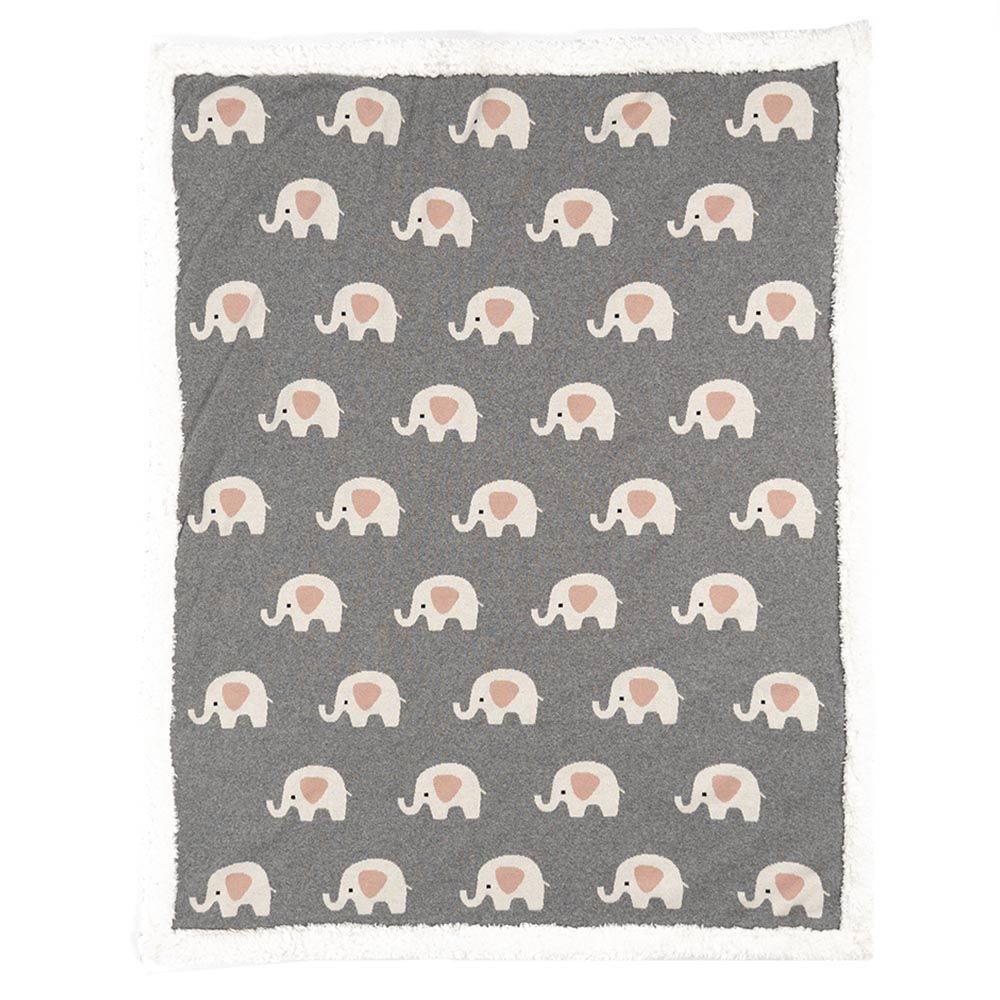 Bumble & Bird - Organic Cotton Blanket With Sherpa Back - Elephant