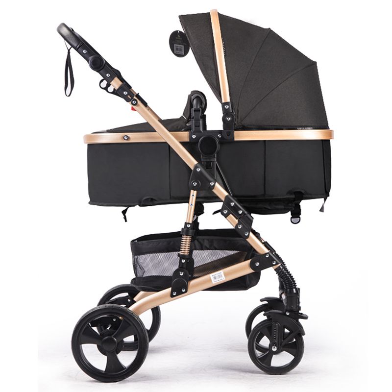 Bebesitos - 3-In-1 Luxury Newborn Pram Stroller W/ Reversible Bassinet - Black
