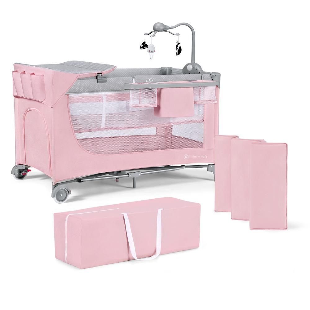 Kinderkraft - Leody Travel Cot w/ Accessories - Pink