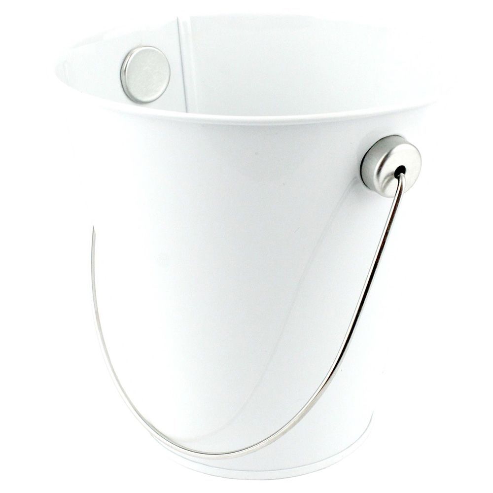 Metal Bucket With Handle - White