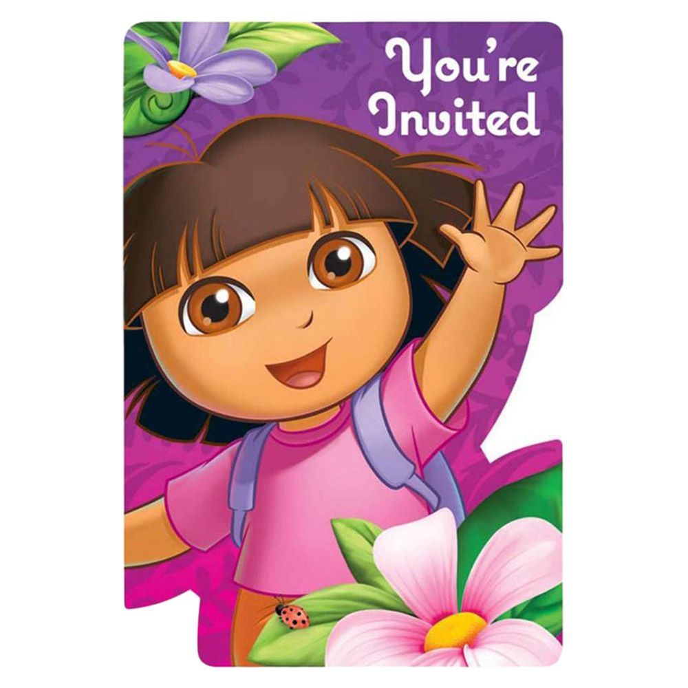 Party Centre - Dora's Flower Adventure Invites (8pcs)