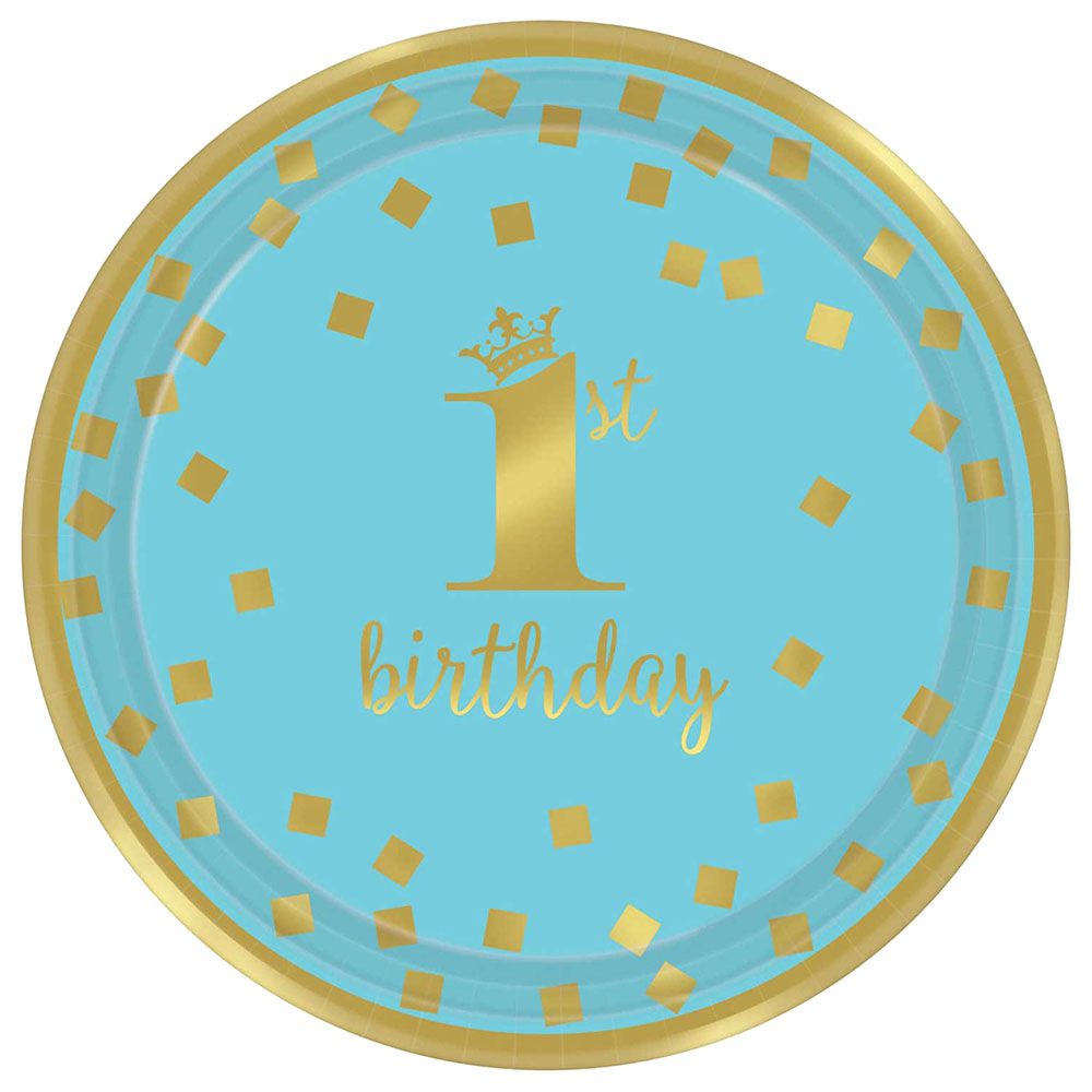 Party Centre - 1st Birthday Boy Metallic Paper Plates