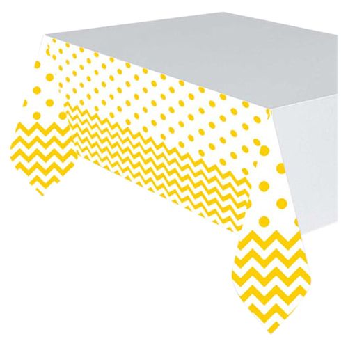 Amscan - Chevron Party Plastic Table Cover - Yellow Sunshine