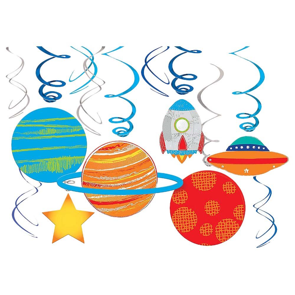 Party Centre - Blast Off Birthday Swirl Decorations