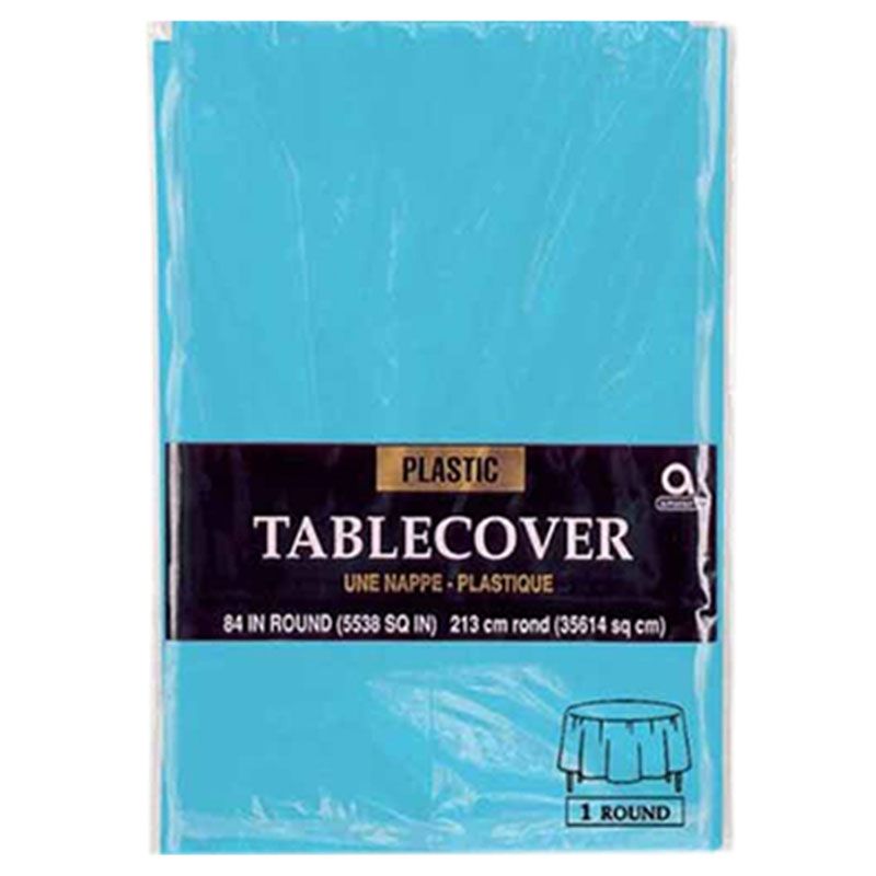 Amscan - Round Plastic Table Cover 213cm - Caribbean Blue