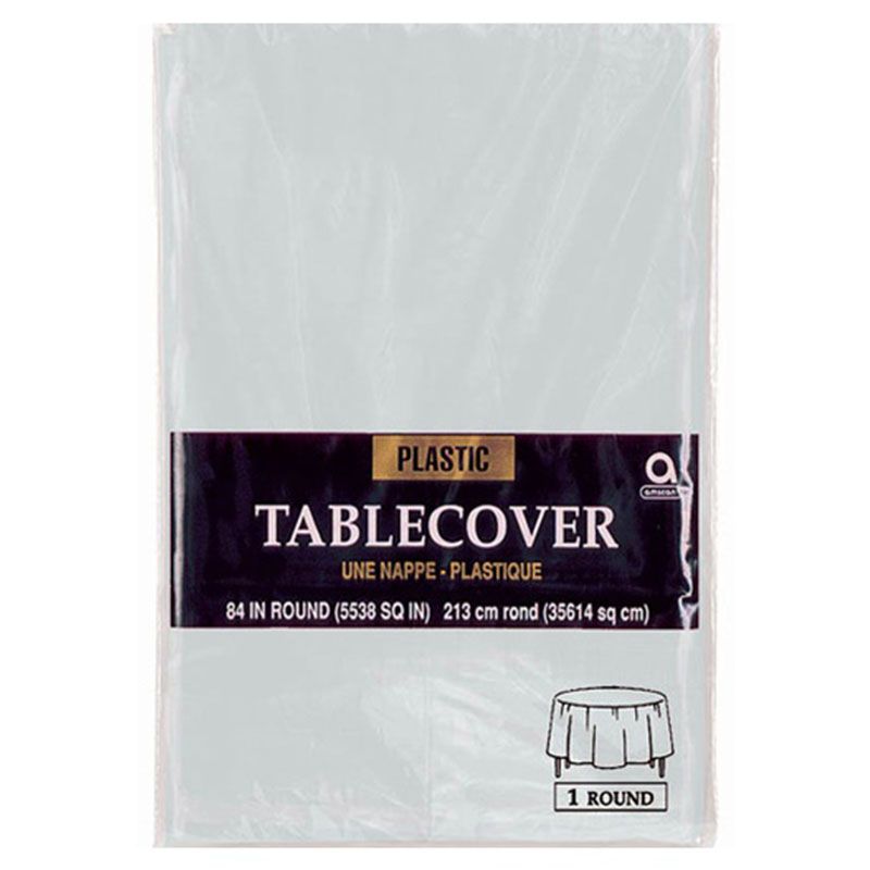 Silver Round Plastic Table Cover