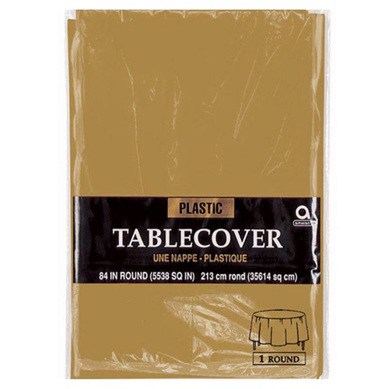 Party Centre - Gold Round Plastic Table Cover