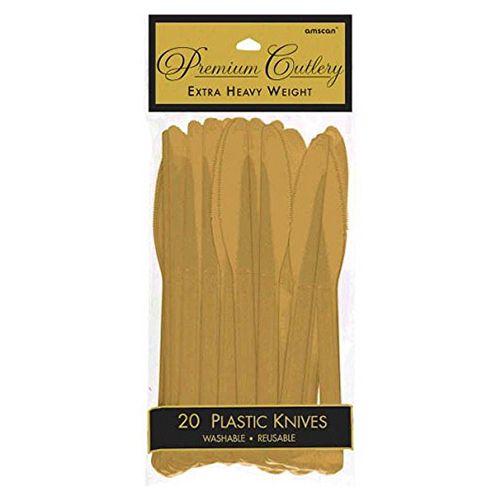 Amscan - Heavy Weight Plastic Knives 20pcs - Gold