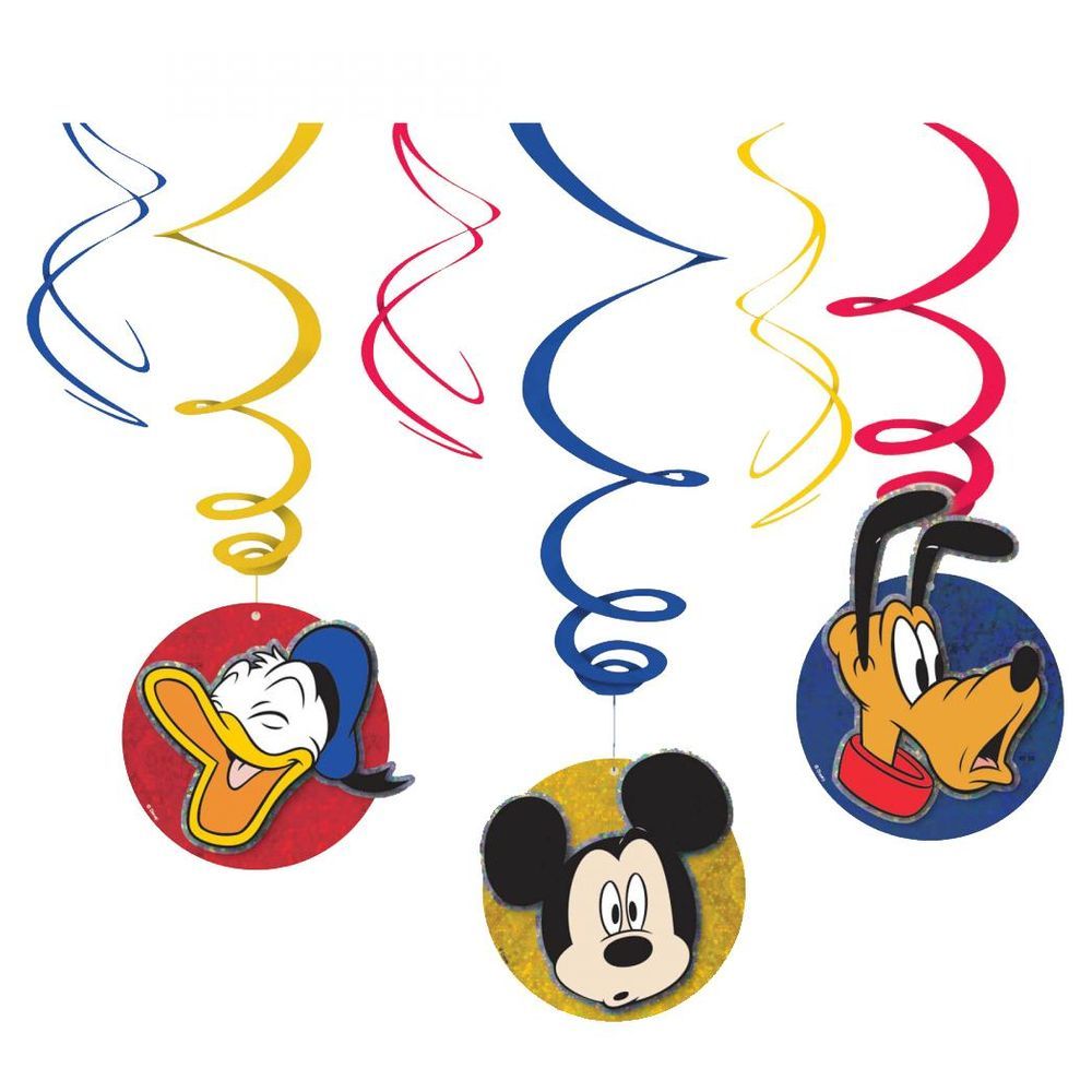 Party Centre - Mickey Mouse Swirl Decorations 6pcs