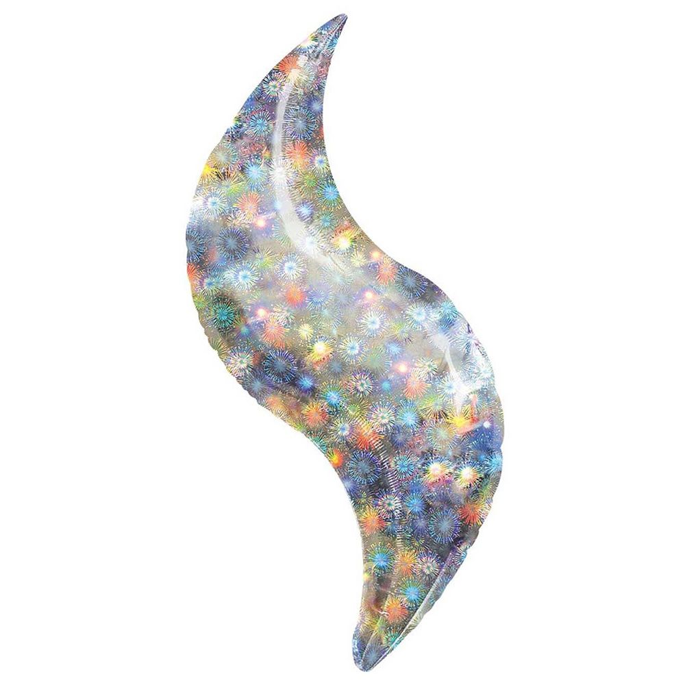 Anagram - Holographic Fireworks Curve Mini Shape Balloon