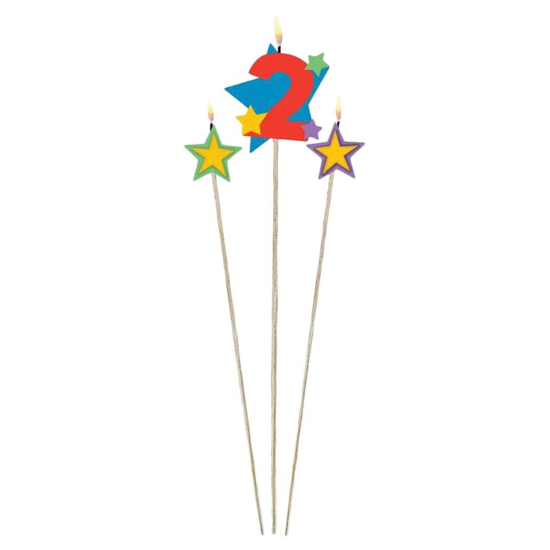 Amscan - Number 2 Star Birthday Candle - Pack Of 3