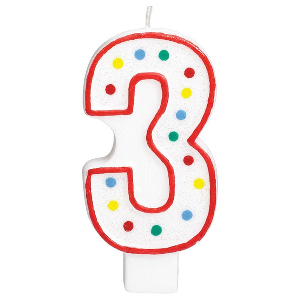 Amscan - Number 3 Polka Dot Molded Candle