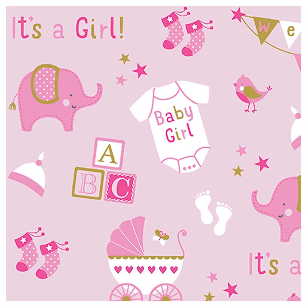 Amscan - Baby Girl Elephant Jumbo Paper Gift Wrap