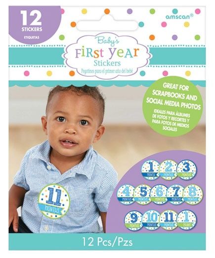 Party Centre - Baby Shower Month By Month Boys Stickers