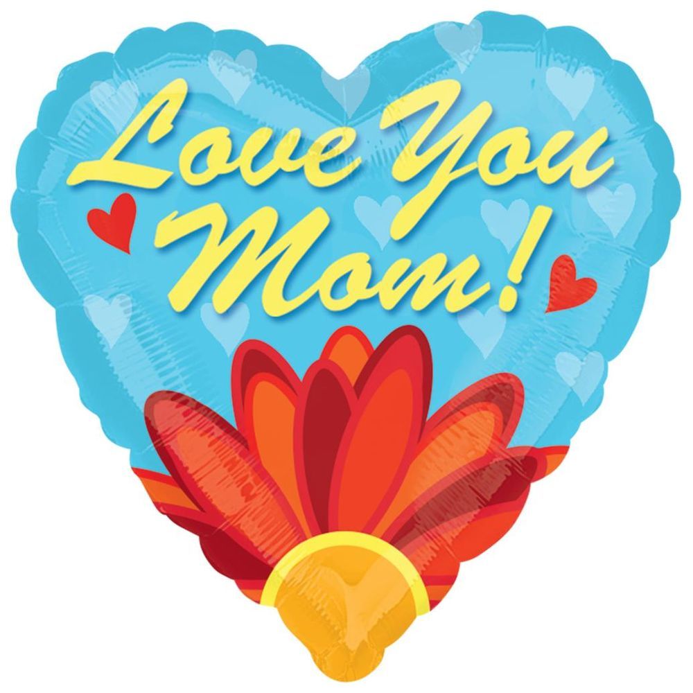 Anagram - Love You Mom Daisy Heart Foil 18in