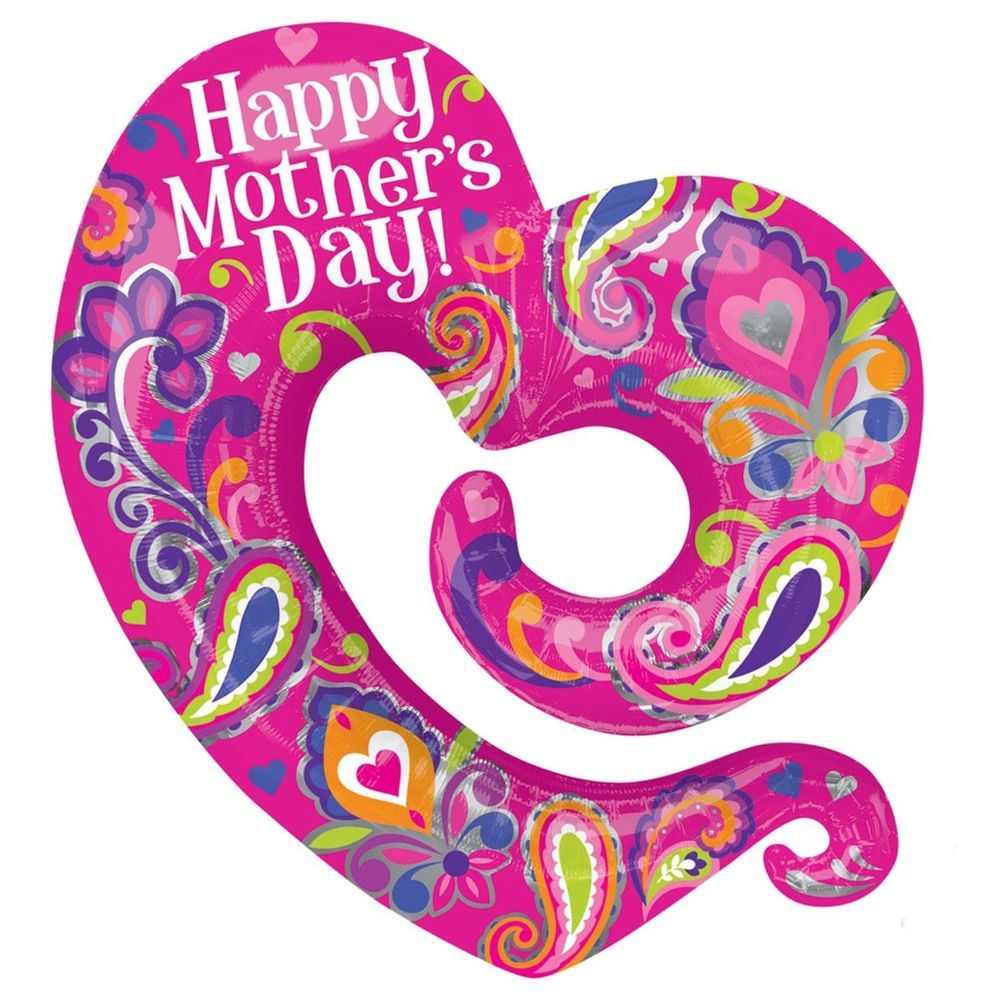 Anagram - Happy Mothers Day Swirly Open Heart SuperShape
