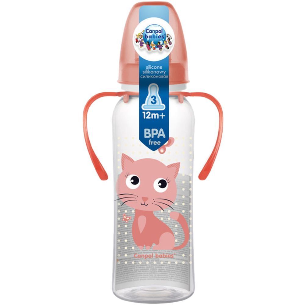 Canpol - 250ml Animal Designed Bottle With Handle - Cat