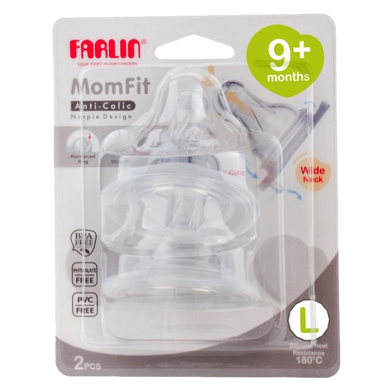 Farlin - Nipple for Wide-Neck Bottle Pack of 2 - Large