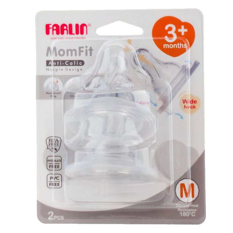 Farlin - Nipple for Wide-Neck Bottle Pack of 2 - Medium