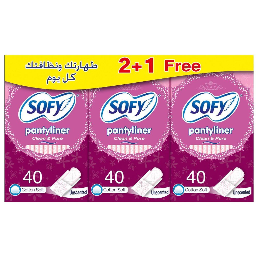 سوفي - فوط صحية يومية غير معطرة - 120 فوطة - 2 مع 1 مجانا