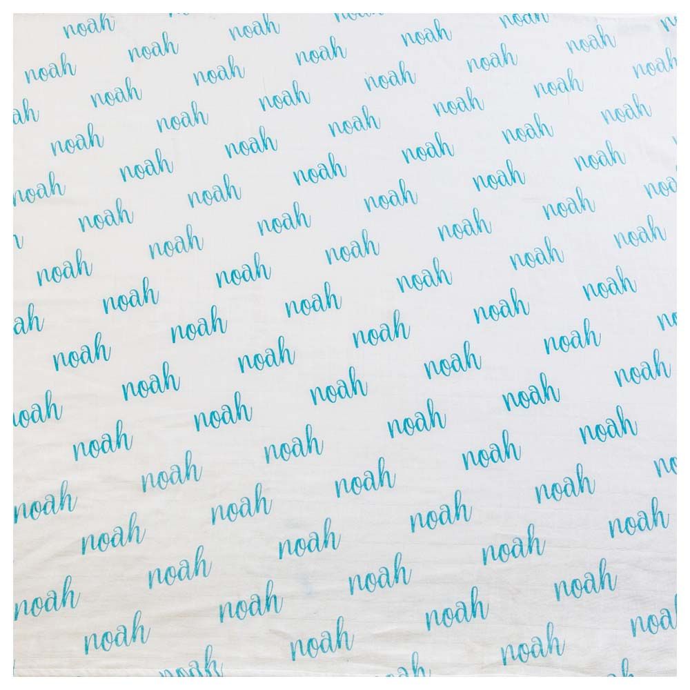 Little West Street - Personalized Name Organic Swaddle Blue