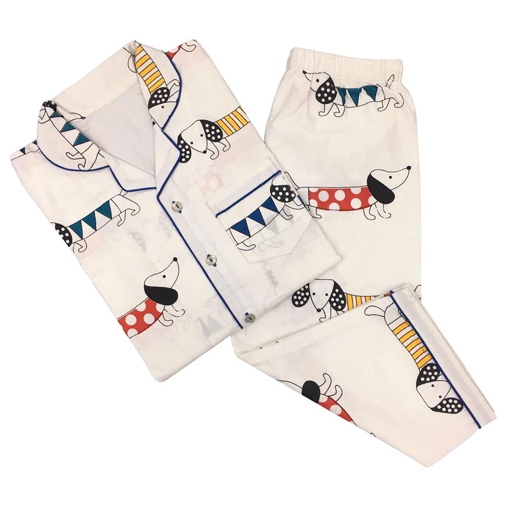 Little West Street - Puppy Love Pajama Set - White