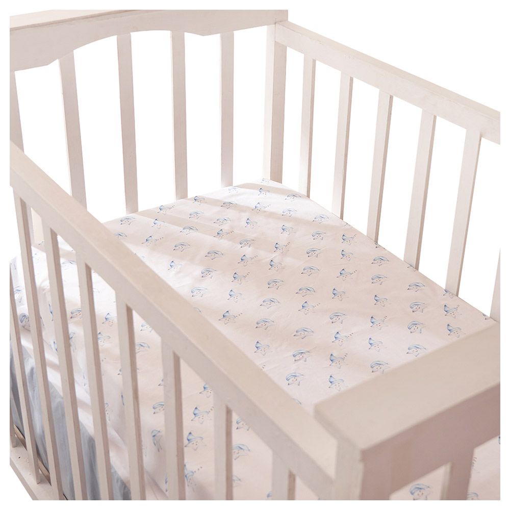 Little West Street - Organic Sleepy Star Blue Crib Sheet 30 x 30cm