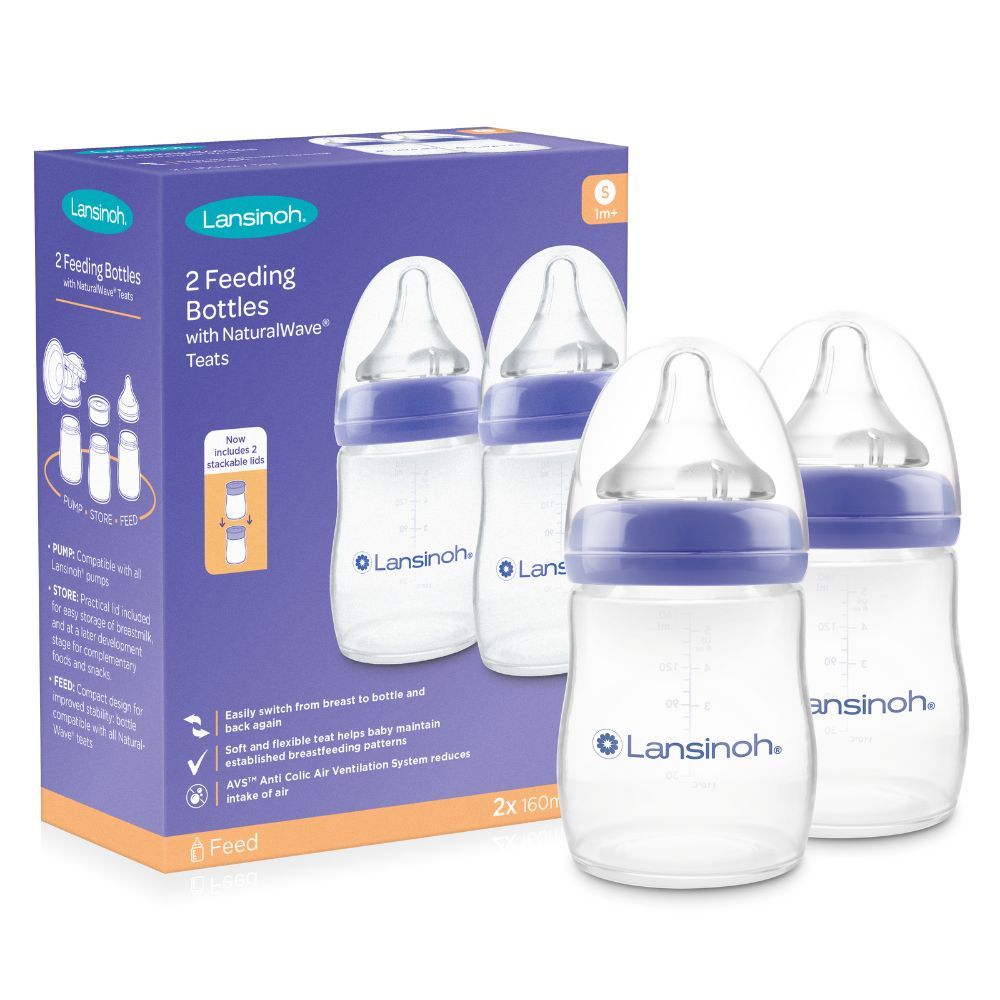 Lansinoh - Feeding Bottle With Natural Wave Teat 160ml - Pack of 2