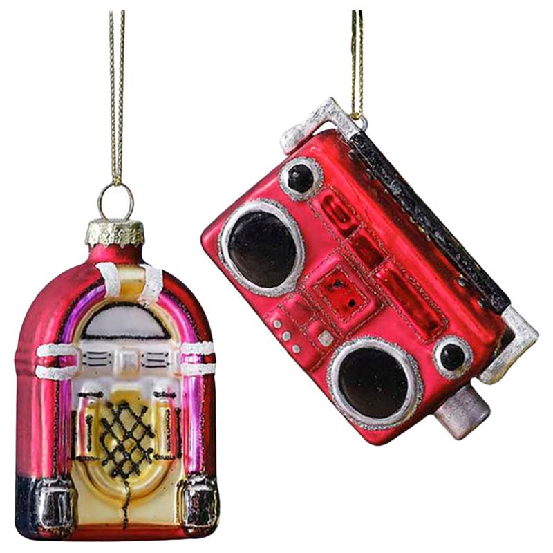Ginger Ray - Novelty Retro Music Set Christmas Tree Hanging Decoration - Red