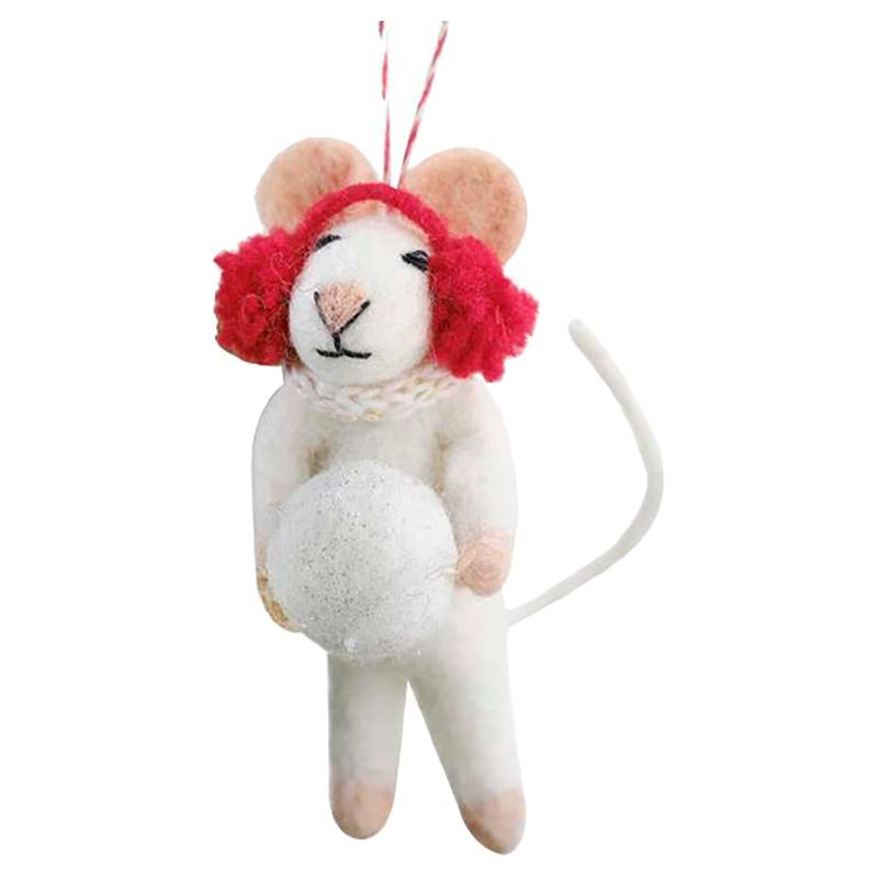 Ginger Ray - Snowball Mouse Christmas Tree Decoration - White