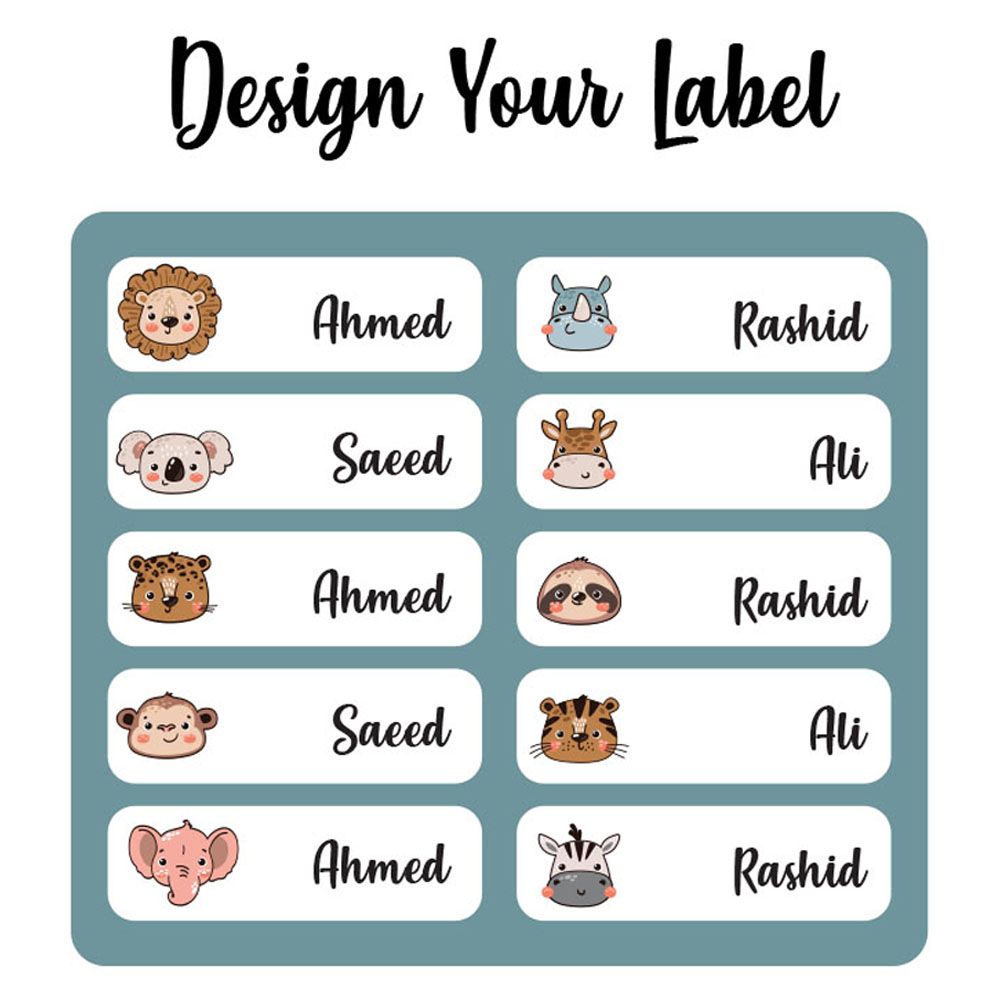 Printshop - Waterproof Personalised Labels Pack of 84 Animal Face