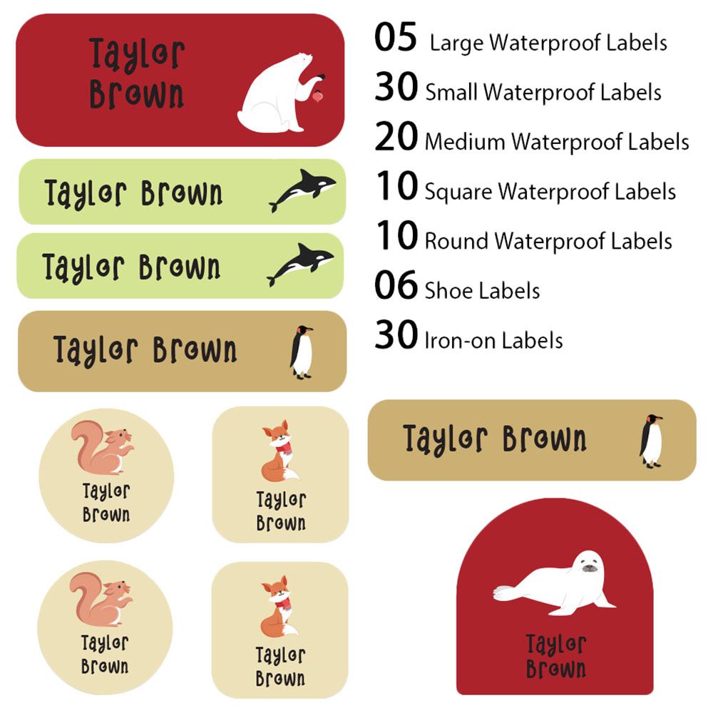 My Labels - Shoe & Iron On Waterproof Labels - Penguin & Fox