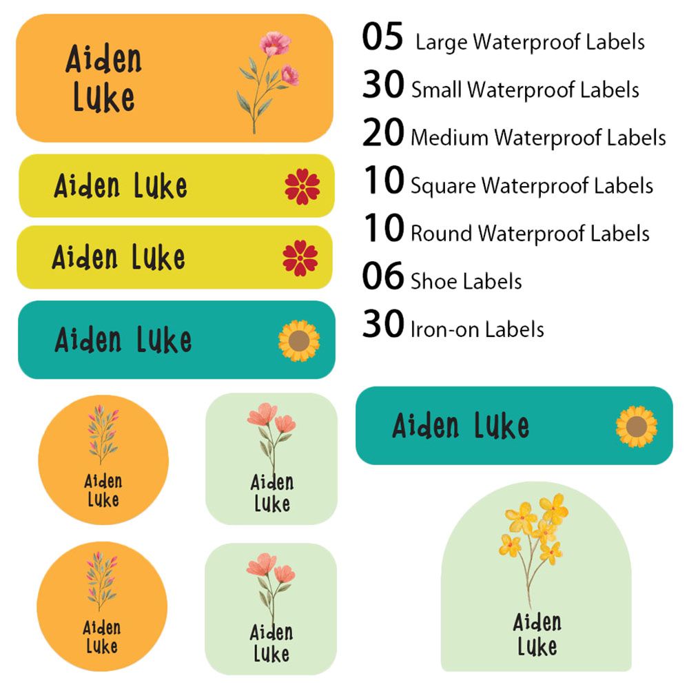 My Labels - Shoe & Iron On Waterproof Labels -  Flowers - Red