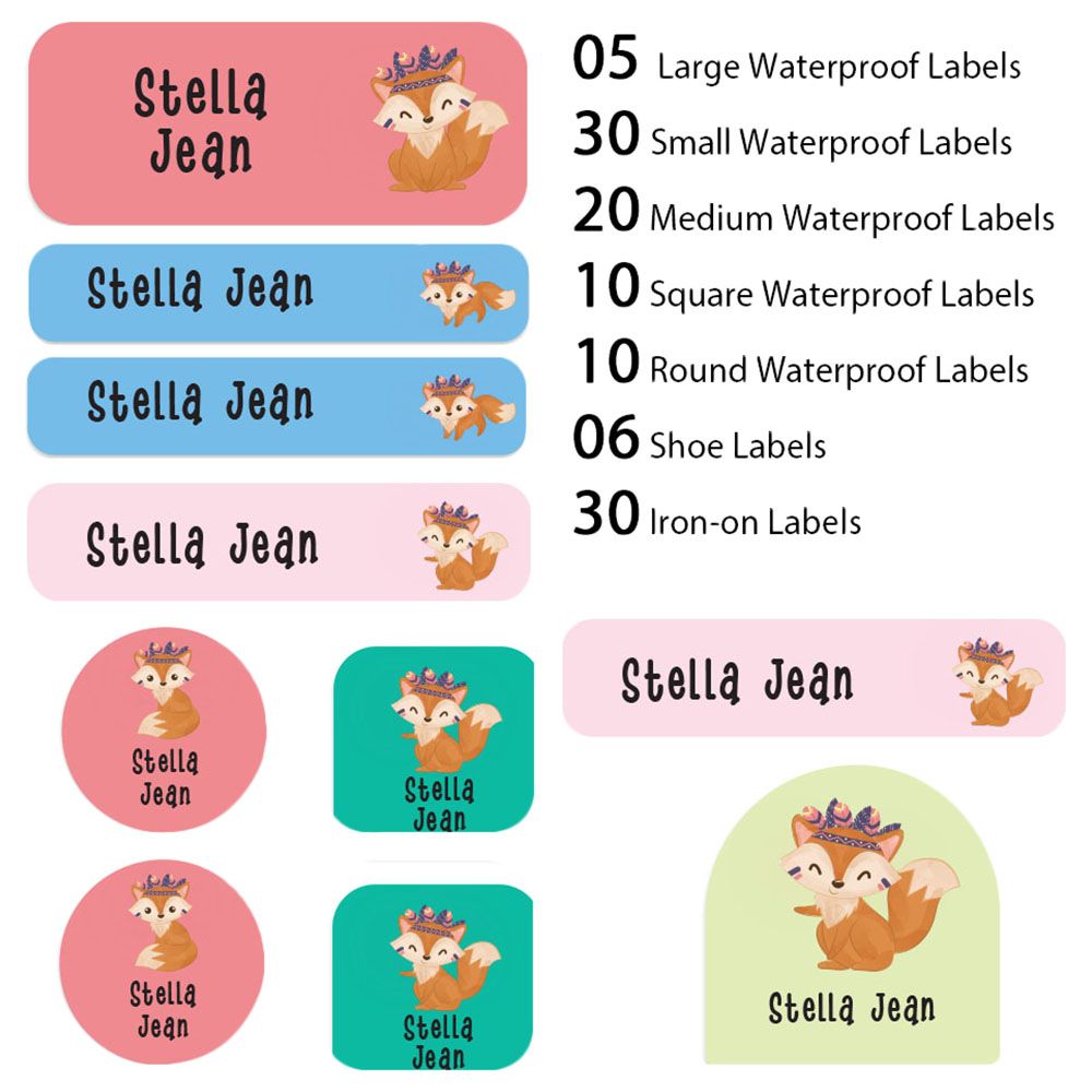 My Labels - Shoe & Iron On Waterproof Labels - Happy Fox