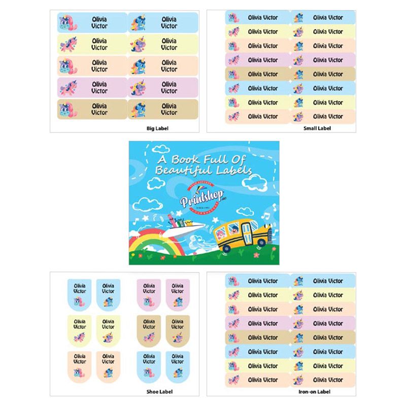 Printshop - Personalised Waterproof Labels Set - Unicorn 3