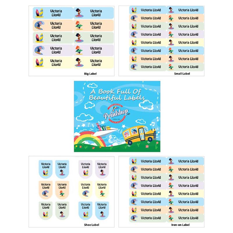 Printshop - Personalised Waterproof Labels Set - Surfing
