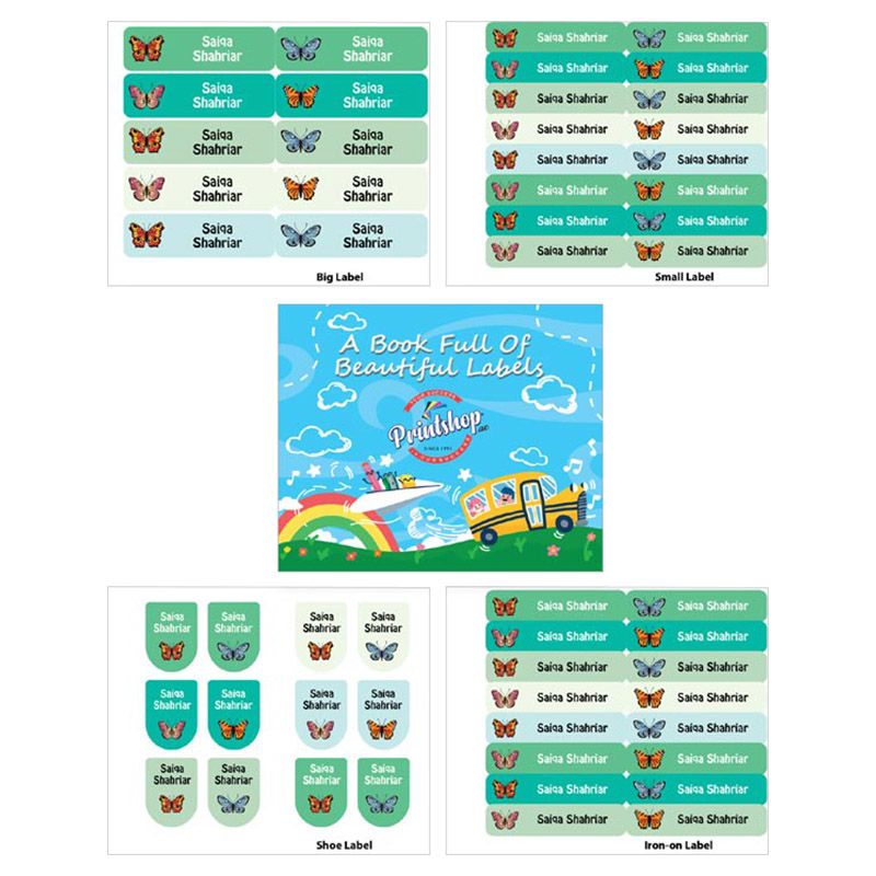 Printshop - Personalised Waterproof Labels Set - Butterfly
